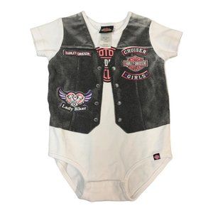 Harley-Davidson® Baby Girls' Printed-On Motorcycle Vest Infant Creeper